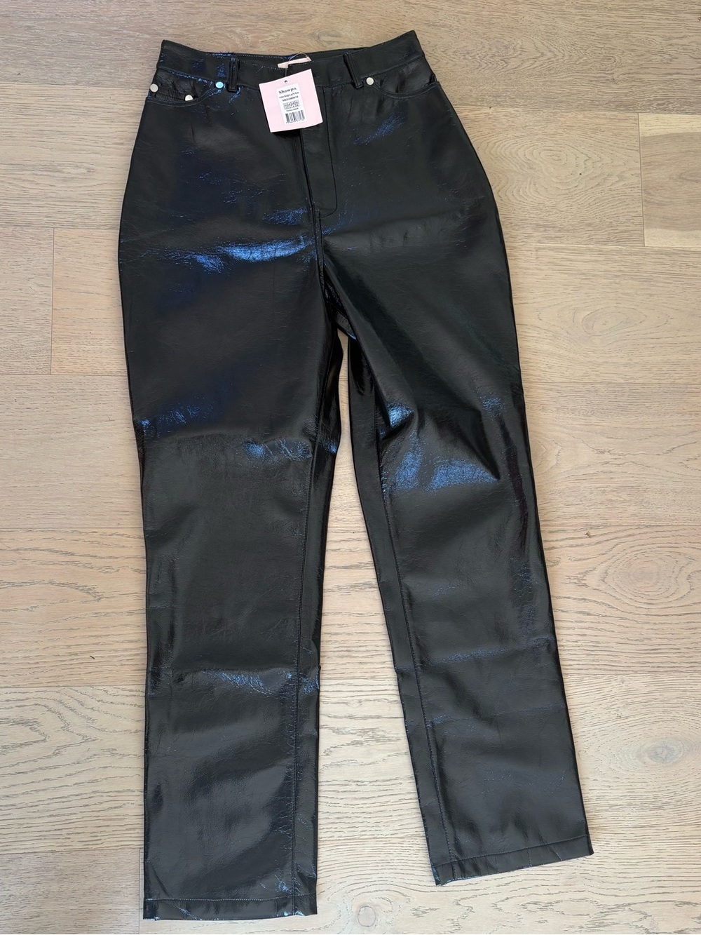 Showpo Black Straight Leg Faux Leather Jeans